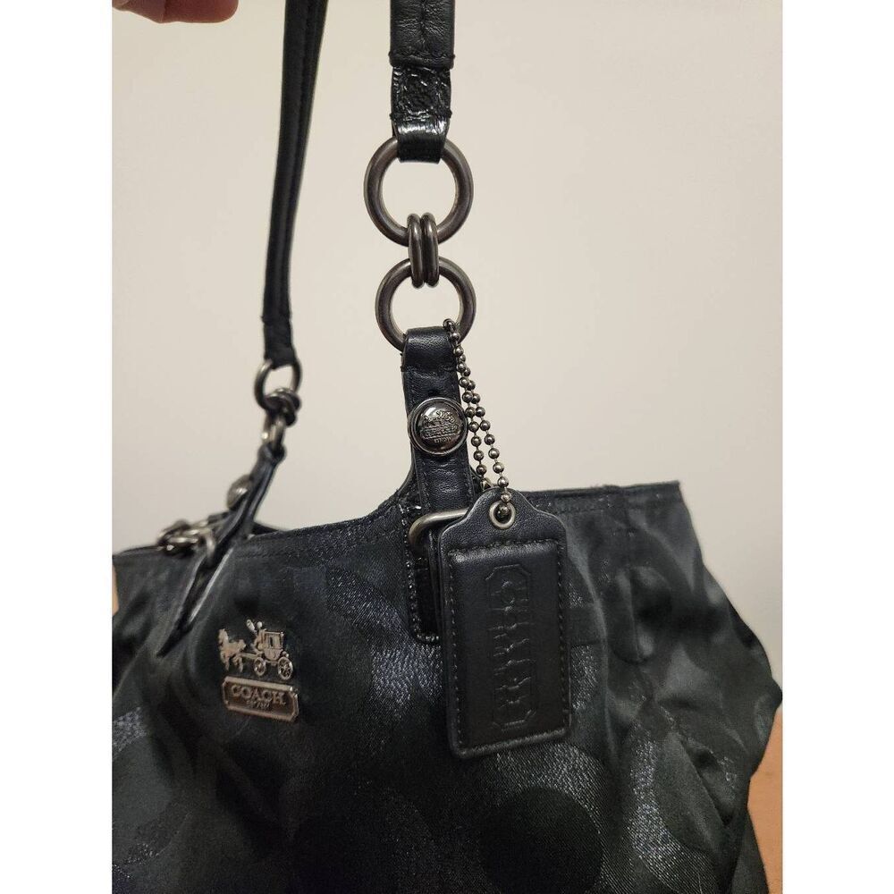Coach Mia Op Art Lurex Black Canvas Tote 15746 - Picture 5 of 13